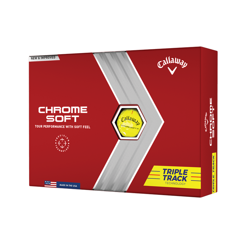 Obrázok ku produktu Golfové loptičky Callaway CHROME SOFT Yellow 22 Triple Track (pre presnejšie zamierenie) 3-balenie