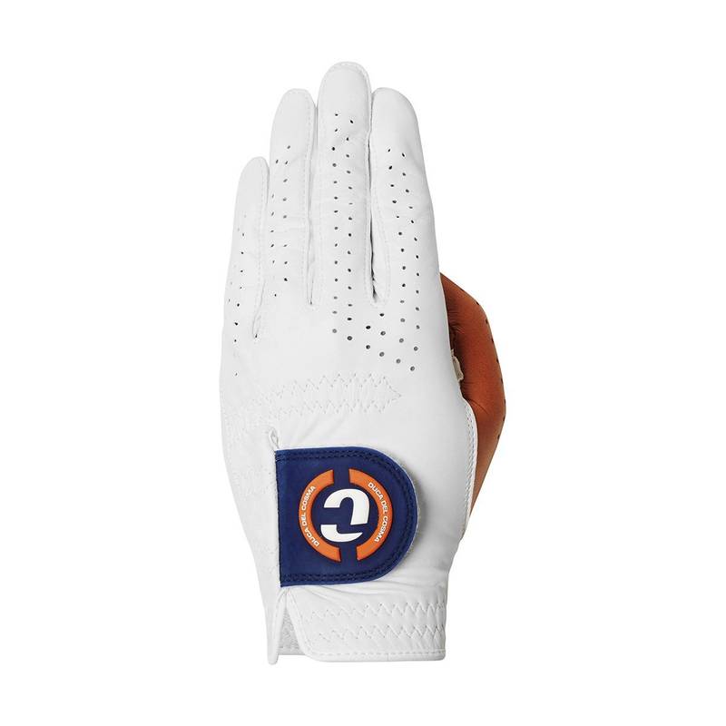 Obrázok ku produktu Pánská golfová rukavice Duca del Cosma Elite Pro Laguna pro praváky bílá/s koňakovými doplňkami