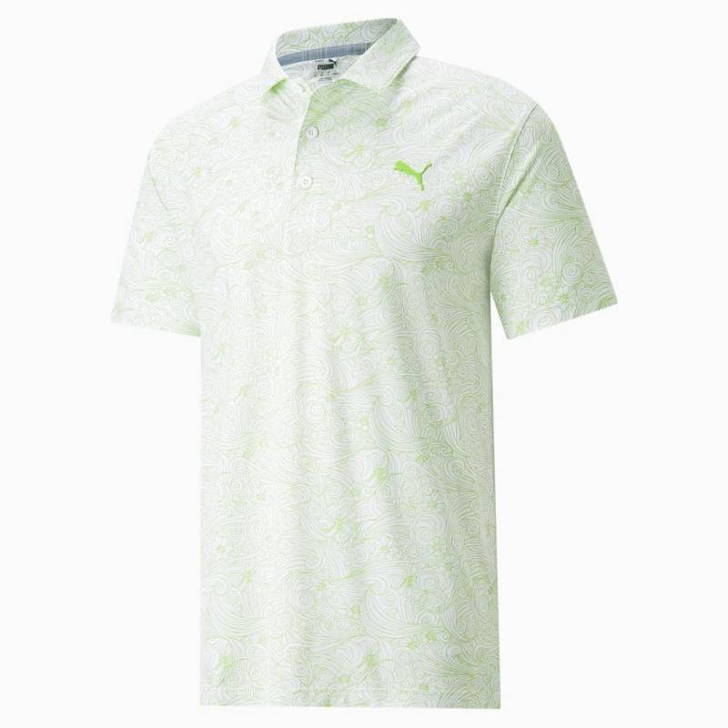 Obrázok ku produktu Mens Polo-Shirt Puma Golf Mattr Gust O' Wind white with limetkovou print