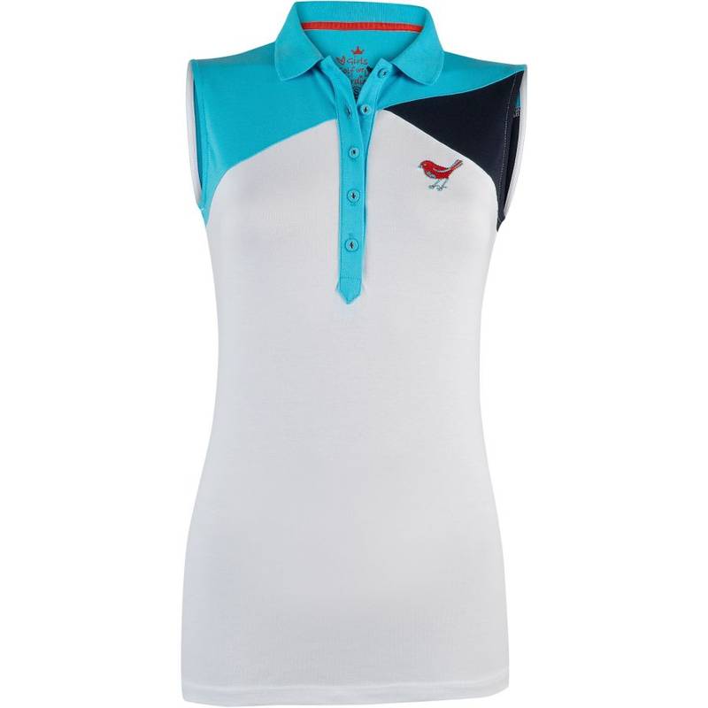 Obrázok ku produktu Dámska polokošeľa Girls Golf COLORBLOCK sleeveless biela s modrou