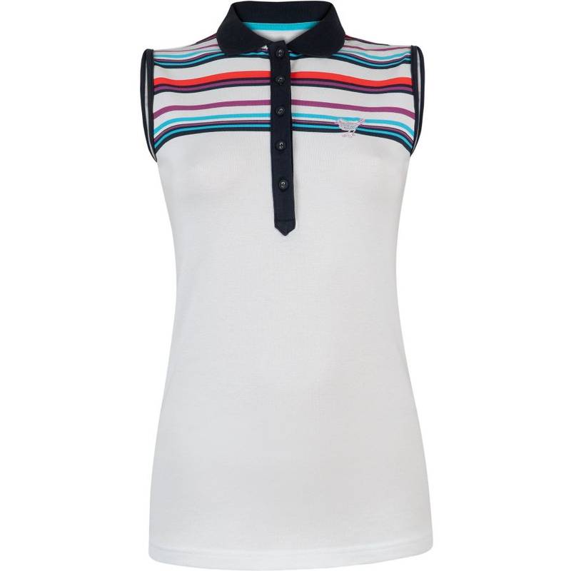 Obrázok ku produktu Dámska polokošeľa Girls Golf STRIPED SL biela s pruhmi