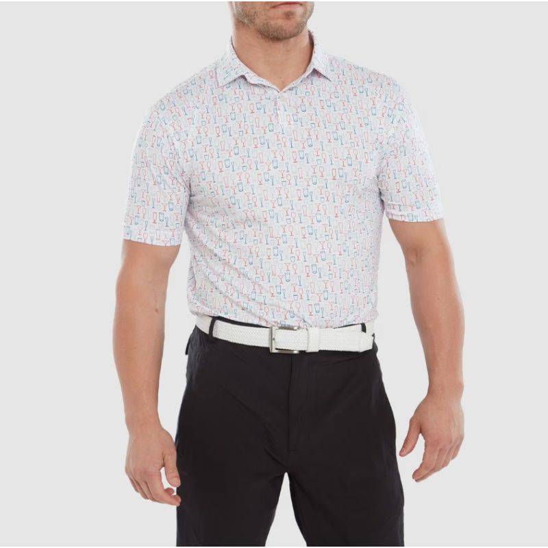 Obrázok ku produktu Men's polo shirt Footjoy STRATTON Glass Golf Print Lisle white