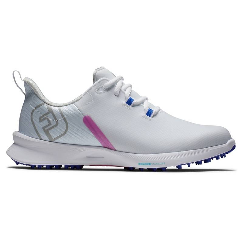 Obrázok ku produktu Women´s golf shoes Footjoy Fuel white with a pink stripe, wide cut