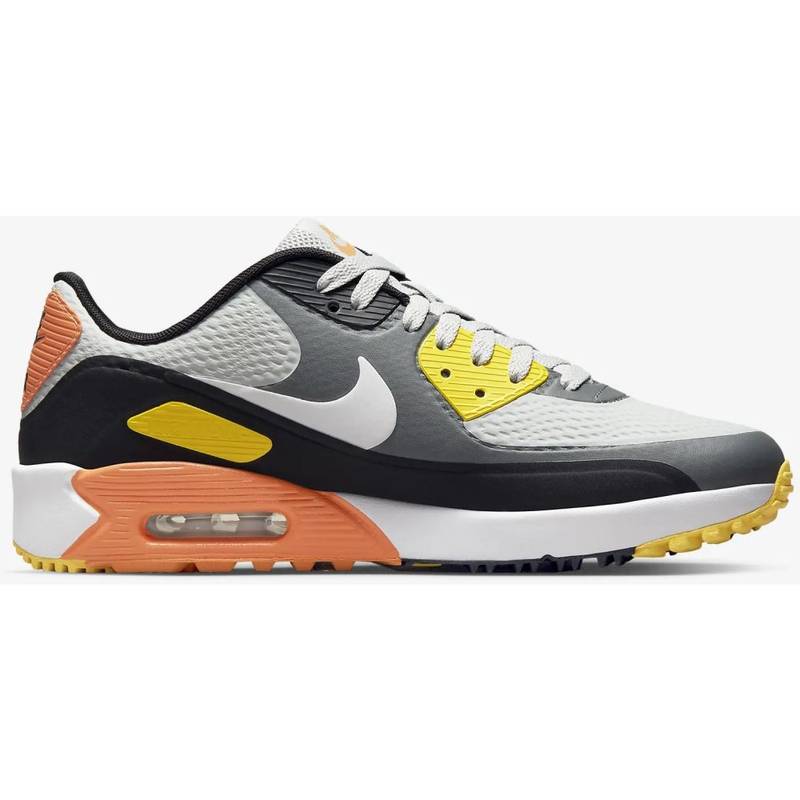 Obrázok ku produktu Unisex golfové topánky Nike Golf Air Max 90 G šedé/žlté/oranžové