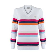 Obrázok ku produktu Dámsky sveter Girls Golf MULTICULTI biely s pruhami