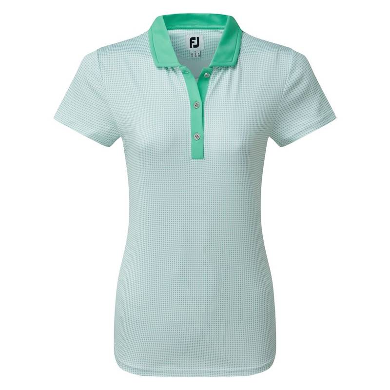Obrázok ku produktu Women's polo shirt Footjoy Micro Interlock Dot Print CapSleeve JADE green