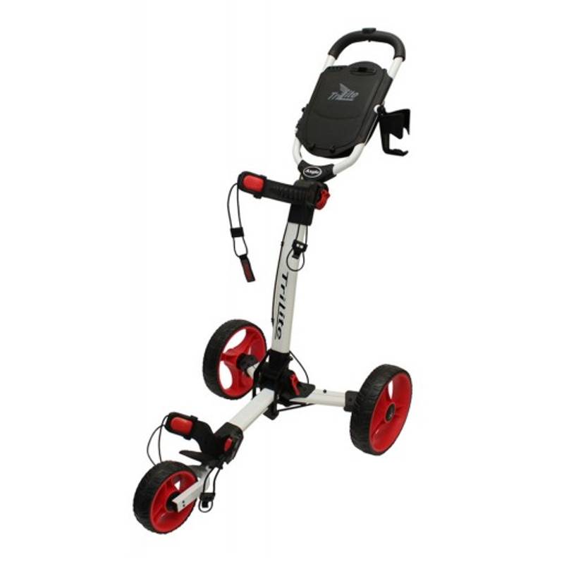 Obrázok ku produktu Golfový vozík - Axglo TriLite - bílý s červenými kolečky