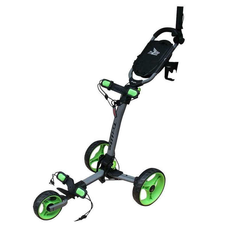 Obrázok ku produktu Golfový vozík - Axglo TriLite - šedý so zelenými kolieskami