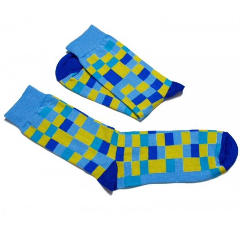 Obrázok ku produktu Unisex ponožky FunnySOX Pixelky modrožlté